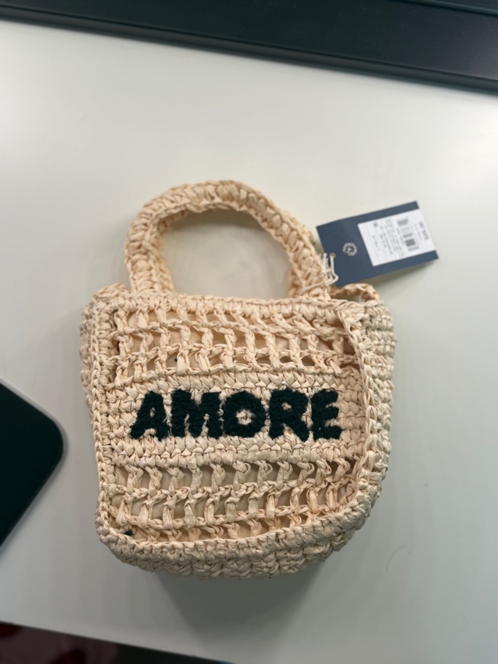 Universal Thread Women's AMORE Straw Crochet Mini Tote Crossbody Bag - NWT